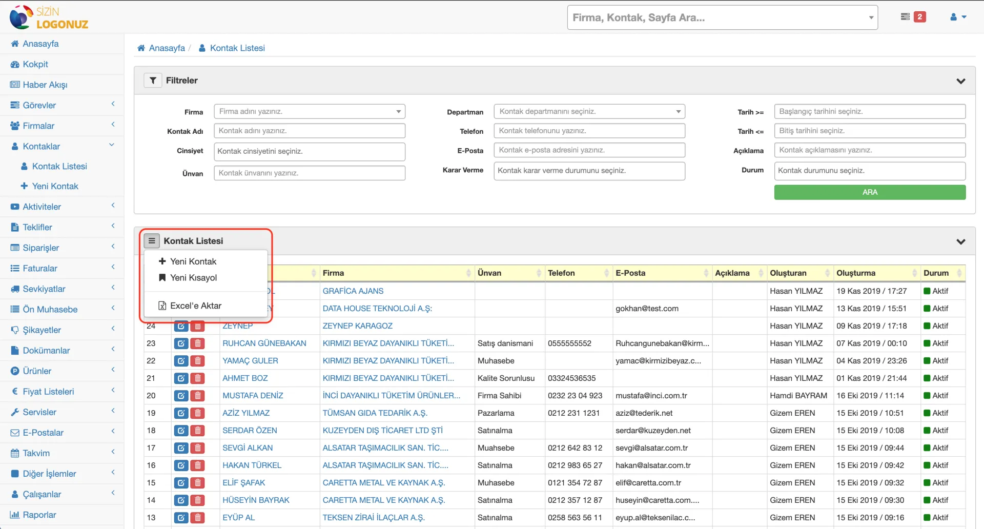 screenshot of Formeras CRM